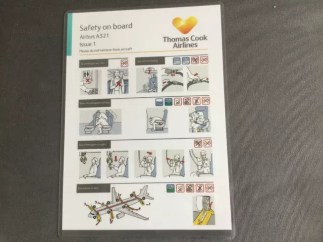 Thomas Cook Airlines Airbus A321 Issue 1 Safety On Board Card - Turquoise Corner