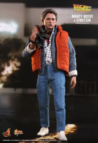 USED HOT TOYS 1/6 MMS573 BACK TO THE FUTURE MARTY MCFLY and EINSTEIN Figure