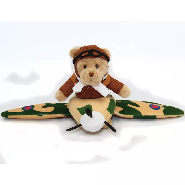 RAF Spitfire teddy bear in a plane plush pilot bear Royal Air Forces Association