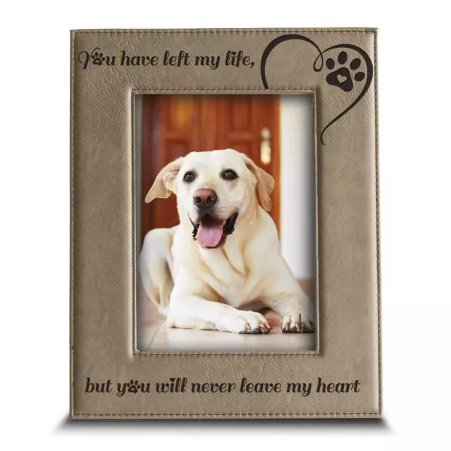 Loss of Dog or Cat- Memorial Gifts-Engraved Leather Picture Frame