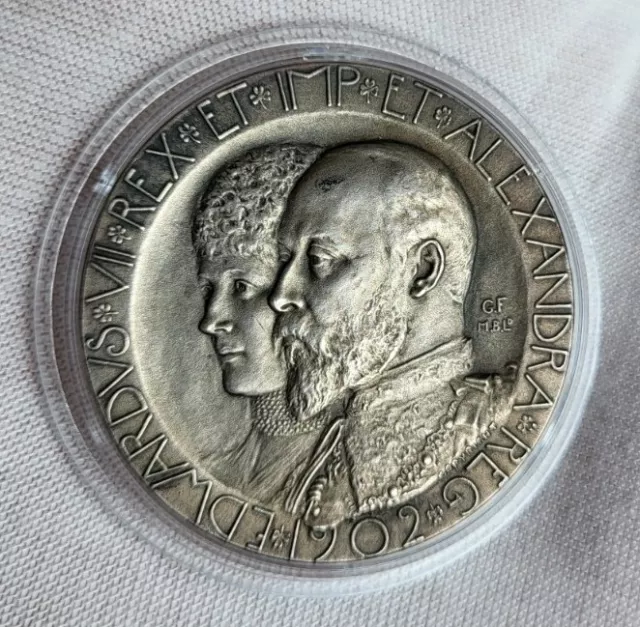 1902 Edward VII Coronation Silver Medal by G Frampton 22.3g