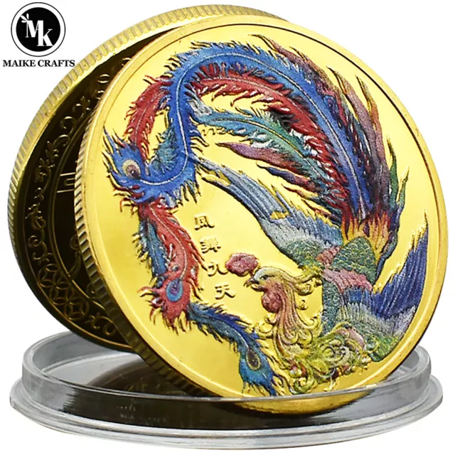 China Phoenix Challenge Coin Gold Plated Metal Commemorative Coin Collection