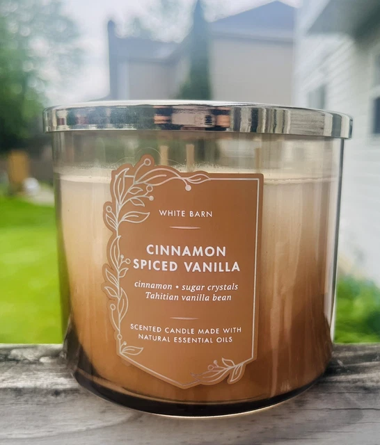 BATH AND BODY Works White Barn Cinnamon Spiced Vanilla, 3 Wick Candle