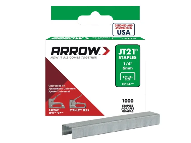 Arrow JT21 T27 Carrelli 6 mm (1/4 pollici) (scatola 1000)