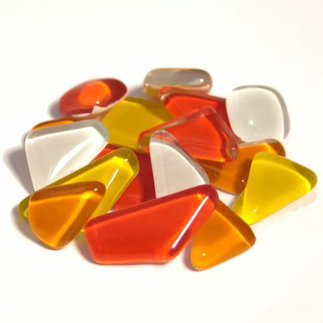 Soft-Glas Mosaik, gelb-rot mix, polygonal, 1 Beutel - 200 g (ca. 140 Steine)