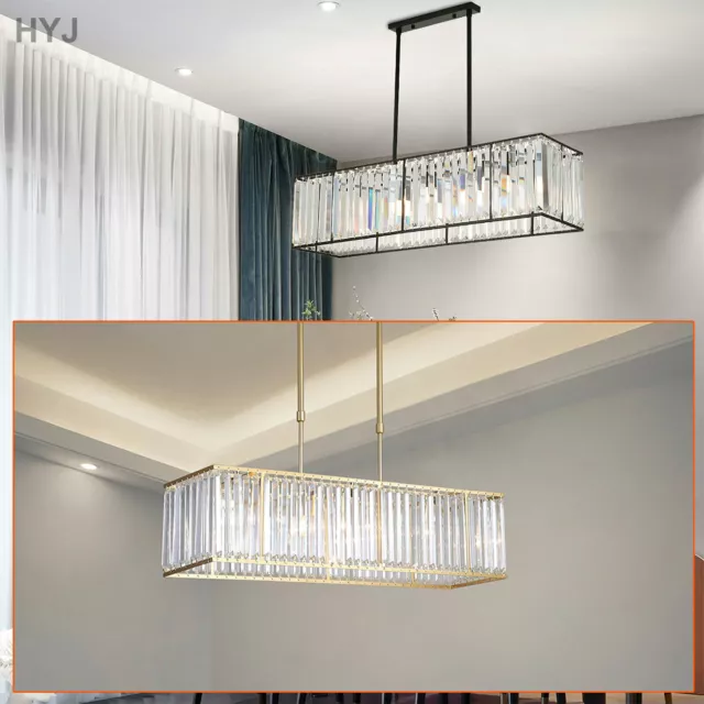 Modern Rectangular Crystal Chandeliers Pendant Ceiling Light For Dining Room HOT