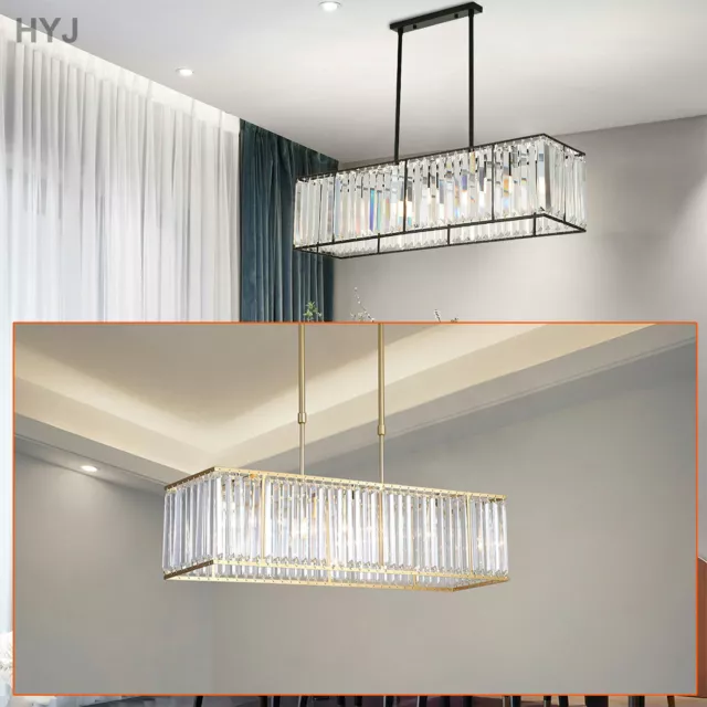 Modern Rectangular Crystal Chandeliers Pendant Ceiling Light for Dining Room HOT