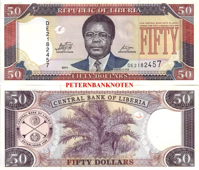 LIBERIA  50 Dollars 2011 UNC. P.294  6236#  Kassenfrisch..