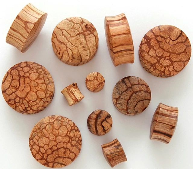 1 Pair Organic Natural Solid Wood Bun Abrask Saddle Plugs Ear You Pick Gauge 307