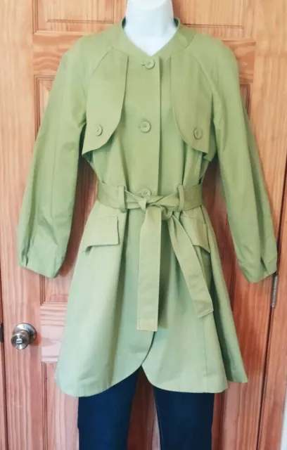 Simply Vera Wang Lime Green Trench Coat Jacket Womens Size Medium