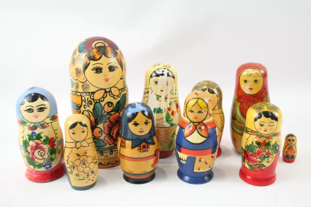 Nesting Dolls Matryoshka Collection Vintage Inc Hand Painted, Women Joblot