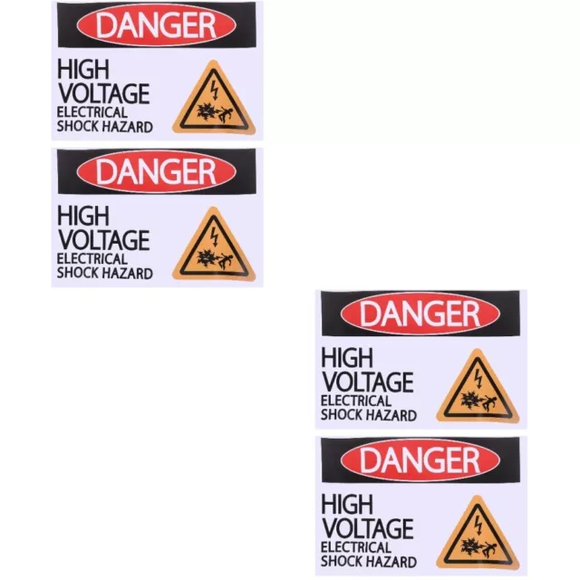 4 Sheets of High Voltage Electric Sticker High Voltage Signs Self Adhesive