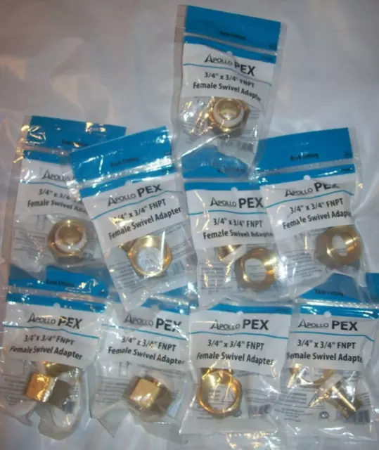 Lot of 9 Apollo PEX Brass Female Swivel Adapter 3/4” X 3/4” FNPT Lead Free (T1)