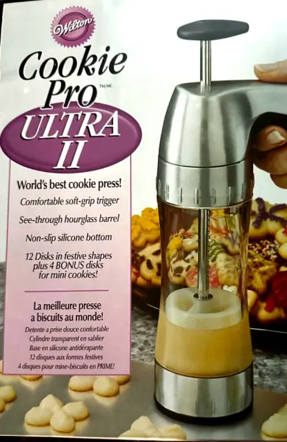 BRAND NEW Wilton Cookie Pro Ultra II Cookie Press w 12 Discs and 4 Bonus Discs