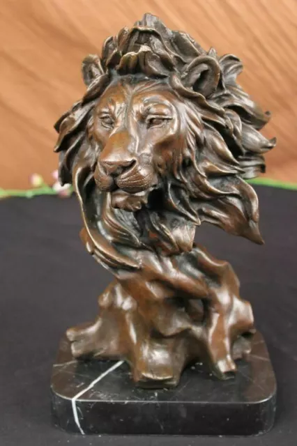 Milo Africano Maschio Leone Busto Bronzo Marmo Scultura Statua Decoro Artistico