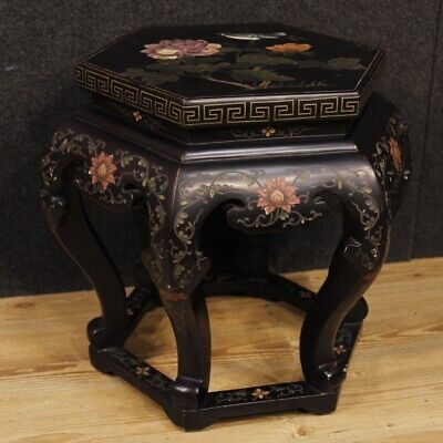 Mesa mesilla chinesca mueble salon madera lacada pintada chinoiserie siglo XX
