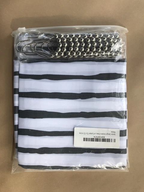 Varato Design Shower Curtain -Minimalistic Modern Line Shower Curtain With Rings