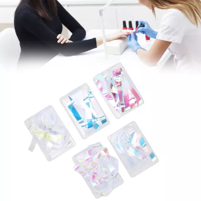 5 Box Nail Art Coloré Cellophane Exquis Nail Glass Paper Foil Sticker Décora SFD