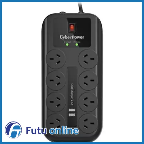 8 Way Outlet CyberPower Surge Protector Power Board USB Charging iPhone Charger