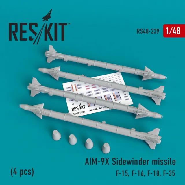 Reskit RS48-239 1/48 AIM-9X Sidewinder missile (4 pcs) F-15, F-16, F-18, F-35 #1