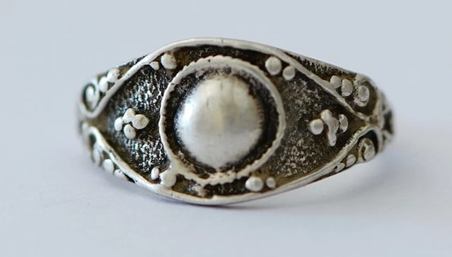 Bague Ancienne En Argent Massif 925 - Forme Serpent Avec Perles De Tahiti - Taille 55,5 - Occasion