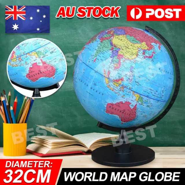 WORLD GLOBE EARTH Map Rotating Geography Ocean Classroom Learning Desktop Home