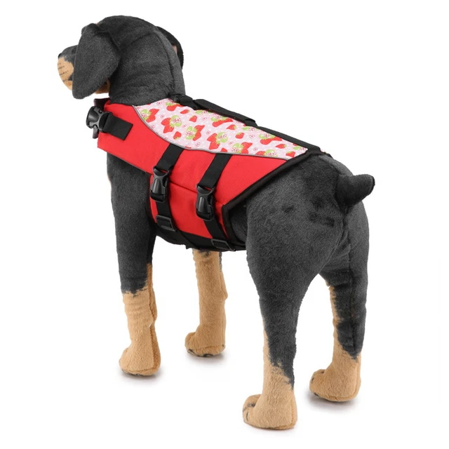 Chaqueta flotante para perro chaleco salvavidas ajustable rojo resistente al desgarro con espalda