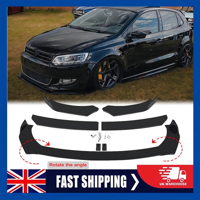 Front Bumper Lip Spoiler Splitter Body Kit Glossy Black For VW Polo MK5 MK6 MK7