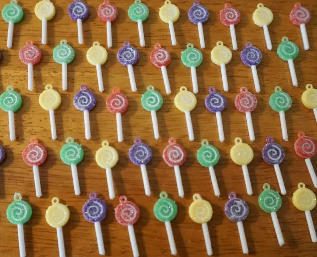 48 Mini Christmas Candy Lollipop Candies Sugar Texture Ornaments Set Tree Decor