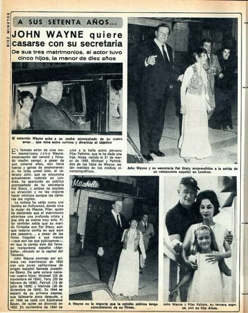 JOHN WAYNE => 1 page 1976 Spanish CLIPPING / COUPURE DE PRESSE