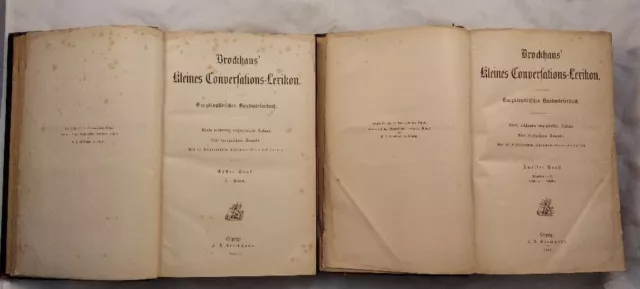 Brockhaus kleines Conversations-Lexikon, Konvolut von 2 Bänden [2 Bücher]. Enzyk