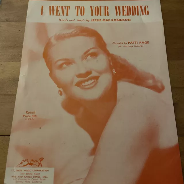 I Went To Your Wedding by Jessie Mae Robinson  (Sheet Music) (1952)