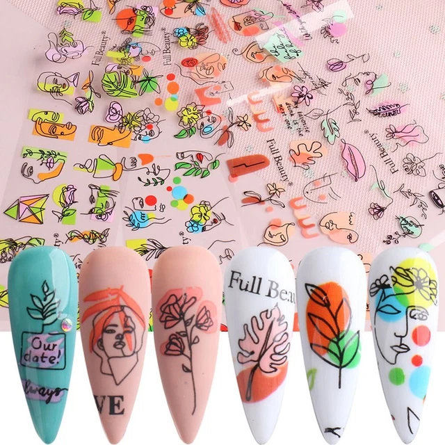 Feuille d'ongle Autocollants pour ongles Feuille de fleur de jeune fille