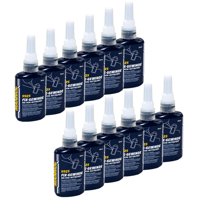 Vis de Blocage 12x 50 ML Mannol Fil de Résistance Moyenne Visser Adhésif Hélice