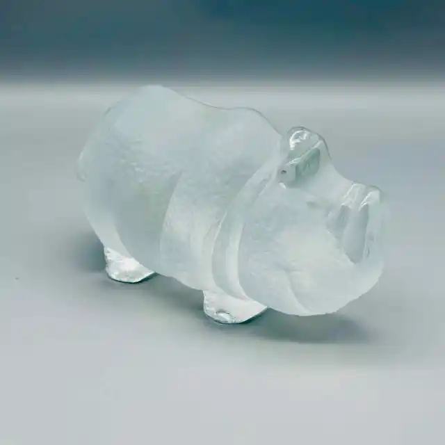 Vintage Viking Glass Co Hippo/Rhinoceros Paperweight