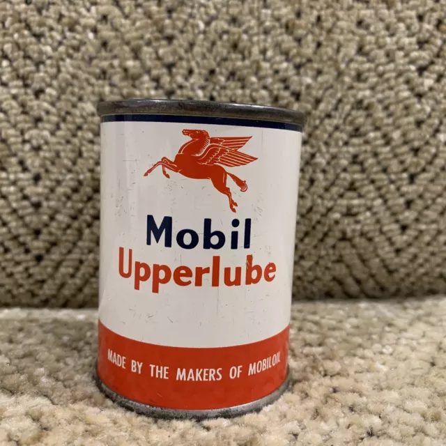 SOCONY MOBIL UPPERLUBE TIN CAN PEGASUS MOTOR OIL 4 OZ. FULL!! Collectible! Look!