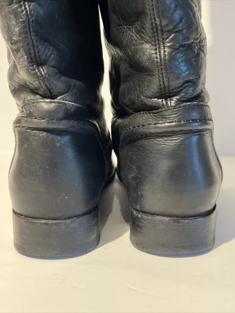 FRYE MELISSA TRAPUNTO Tall Black Leather Riding Boots Pull On 76442 ...