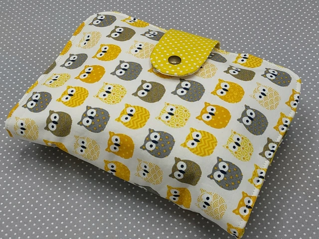Handmade Baby Diaper Nappy Wallet Bag Pouch Wipes Holder Organizer Yellow Owls 3