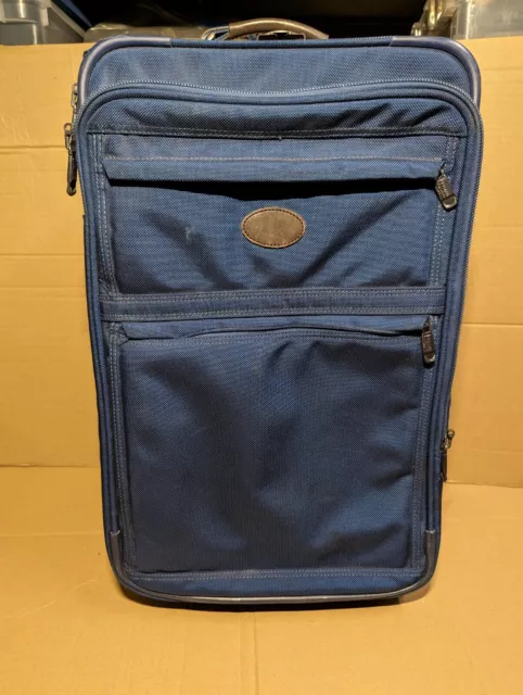 Kirkland Signature 22” Upright Expandable Wheel CarryOn Suitcase Blue Ballistic