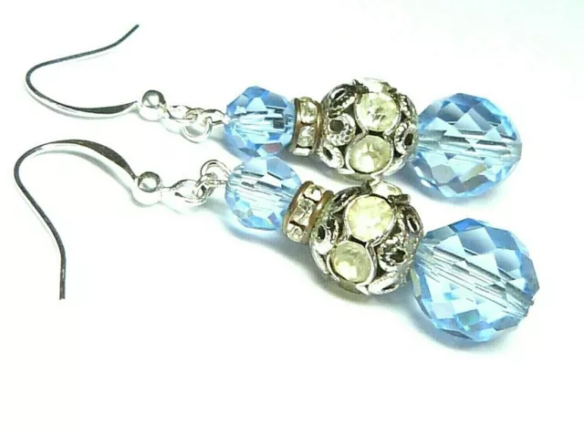 1930s Art Deco ice blue crystal & rhinestone earrings - match vintage necklaces