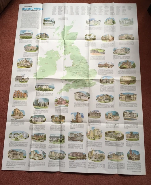 1982 BARTHOLOMEW MAP Of Historic Houses Of Britain & Ireland £5.00 ...