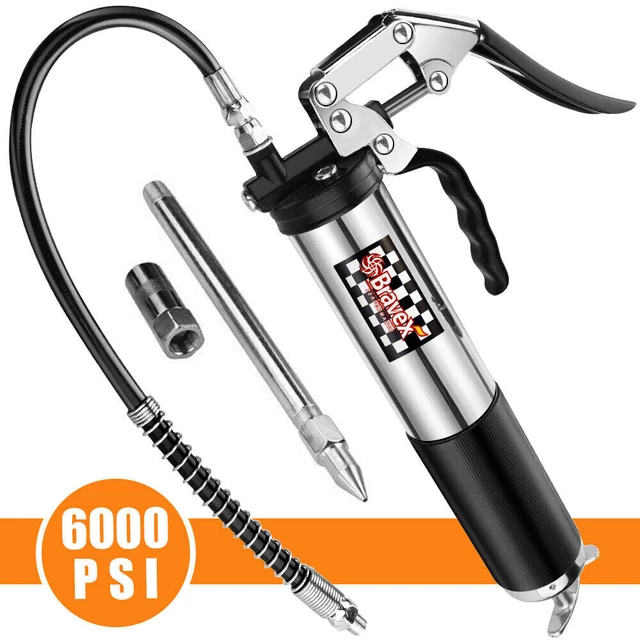 NEW 6000 PSI Grease Gun Pistol Grip Hnadle 14Oz 18 Flex Hose Heavy Duty