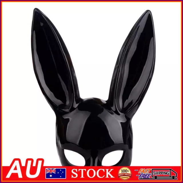Black Bunny Ear Rabbit Mask Women Masquerade Face Headwear Prop (Black)