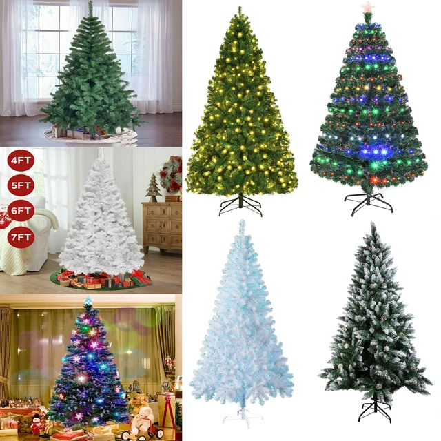 CHRISTMAS TREE WITH Lights 4ft 5ft 6ft 7ft Bushy Xmas Pine Holiday