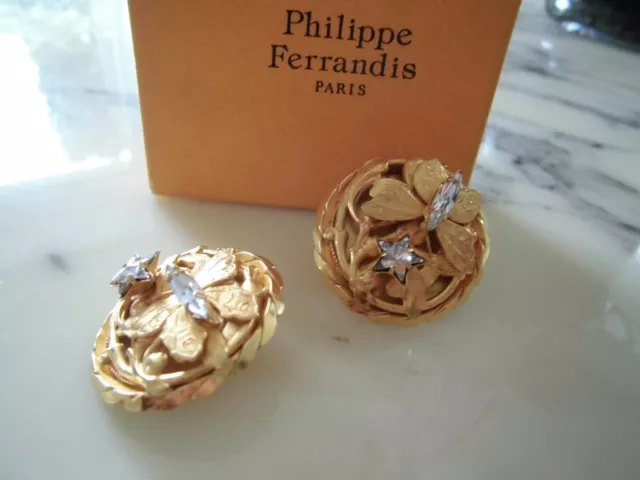 Ohrclips Philippe Ferrandis Gold mit einem Schmetterling  Vintage