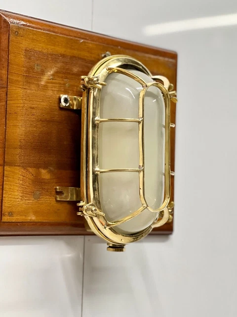 Industrial Vintage Style New Brass Bulkhead Ceiling Wall Lamp with White Glass