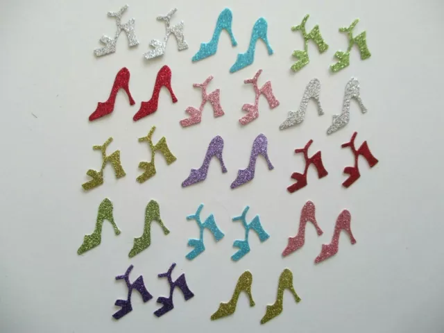 26 Die Cuts Glitter Shoes & Sandals - small tiny bright glitter  card toppers