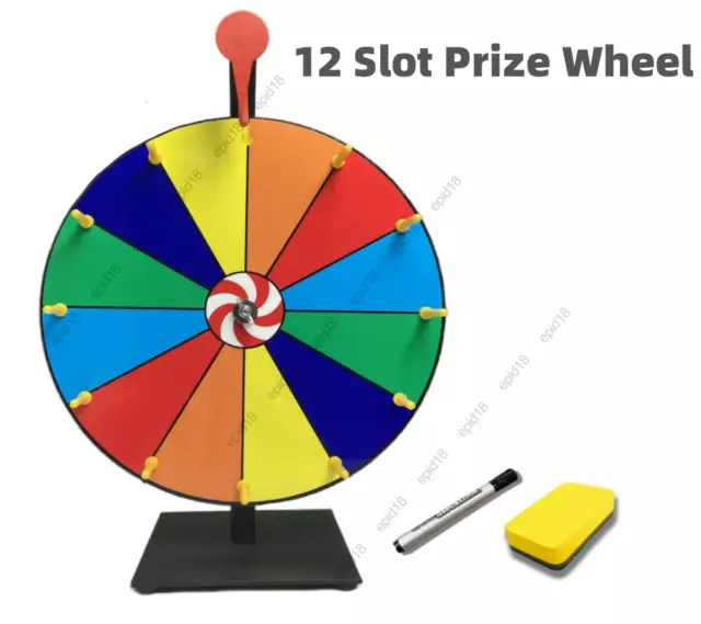 Spinning Wheel for Prize 12 Inch 12 Slot Prize Wheel Dry Erase Marking Pen Party