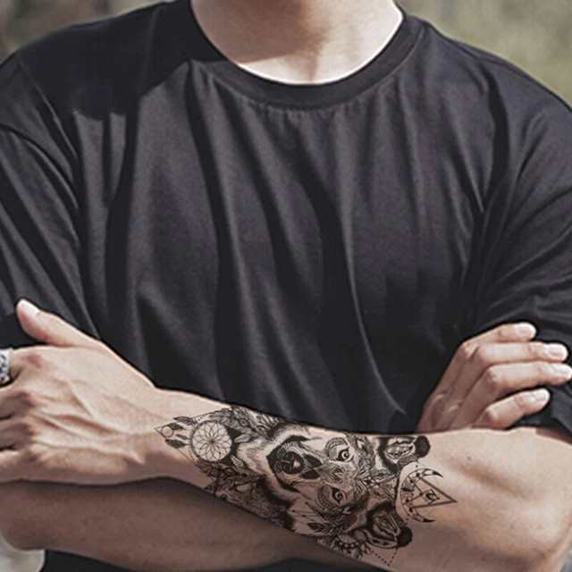 Wolf temporary tattoo stickers waterproof fake hand tattoos adult men body B.AU