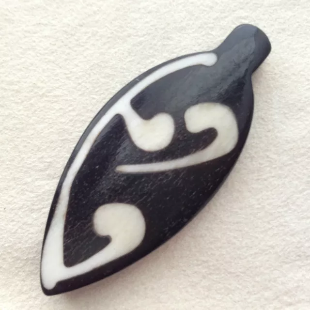 Baltic Spear Bovine Bone Pendant/Bead, Hand Carved (1 piece), Approx2 1/4"